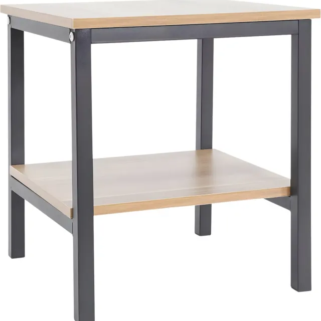 Happiq Bijzettafel met opbergruimte - Voor slaapkamer of woonkamer - Tafeltje met plank en opslag - Zwart