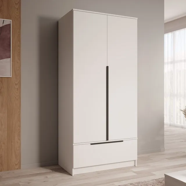 MEUBELLA Skyer - Kledingkast 2-deurs - Wit - 90x51x193 cm