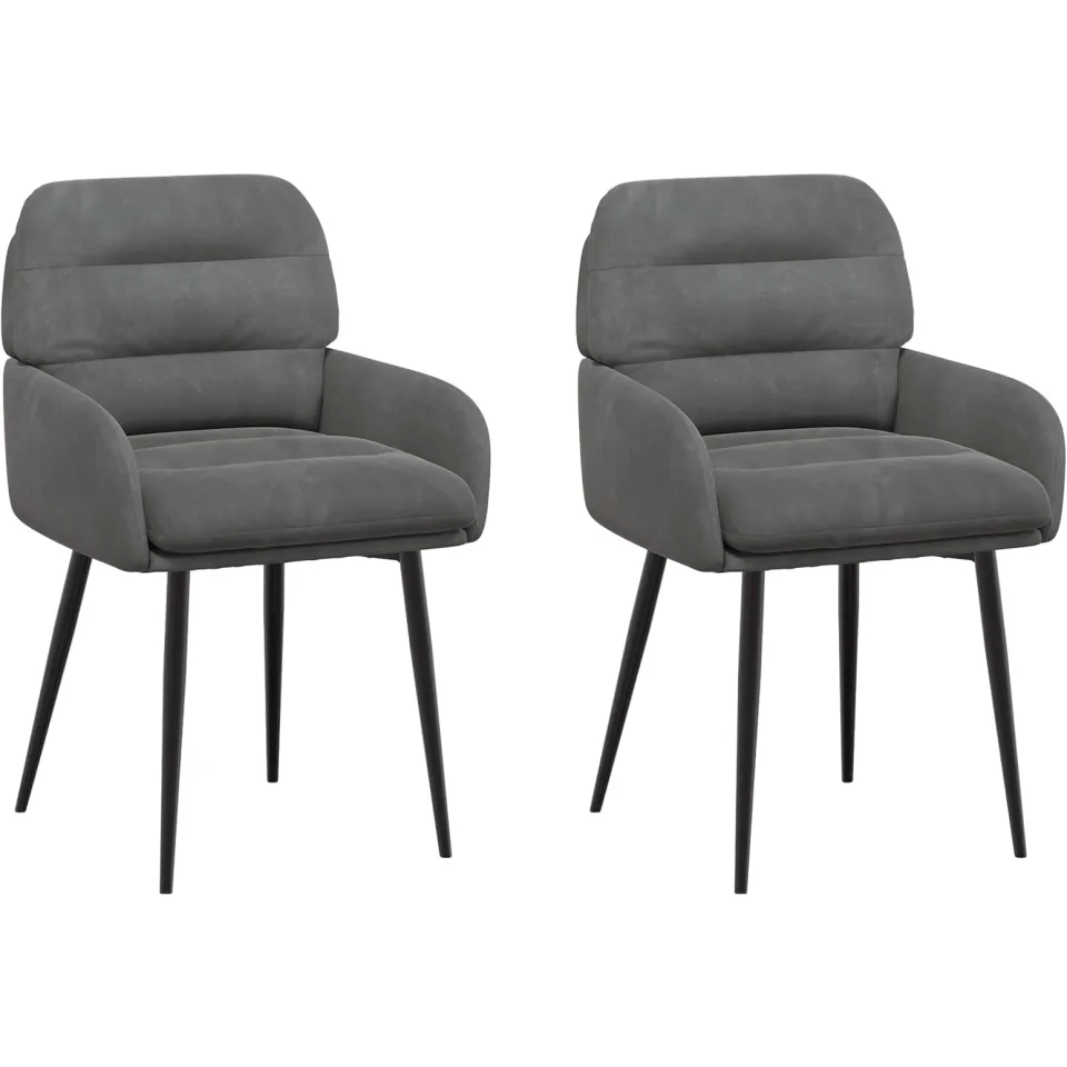 vidaXL Eettafelstoelen 2 st fluweel Donkergrijs 59 x 59,5 x 90 cm, foto 3