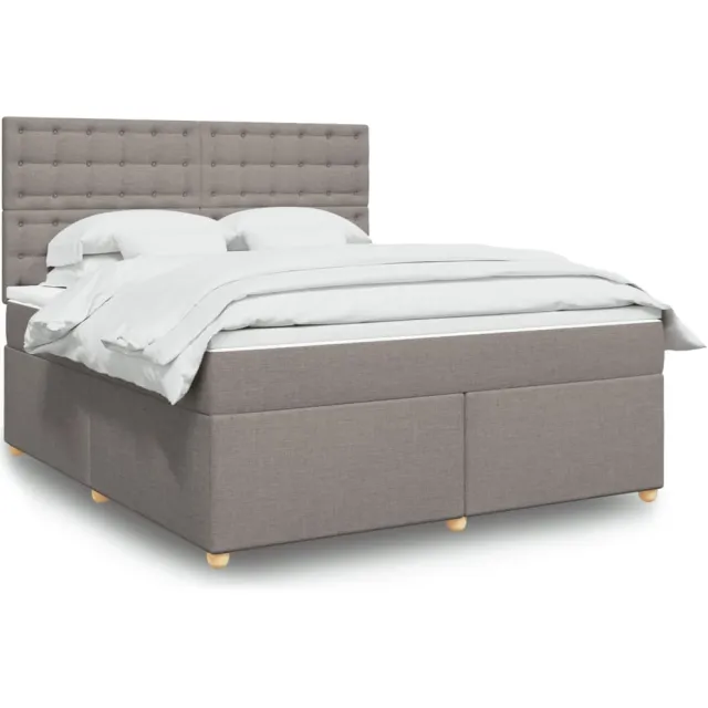 vidaXL Boxspring met matras stof taupe 180x200 cm
