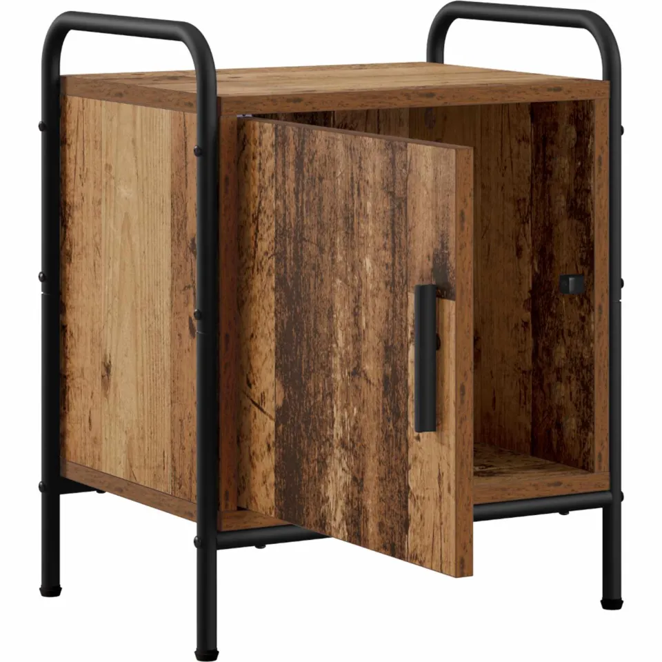 vidaXL Nachtkastje Oud hout 40 x 30 x 50 cm Bewerkt hout Bruin