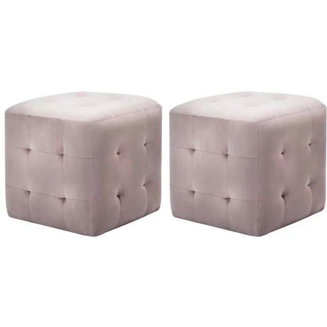 vidaXL Poef 2 st 30x30x30 cm fluweel roze, foto 2