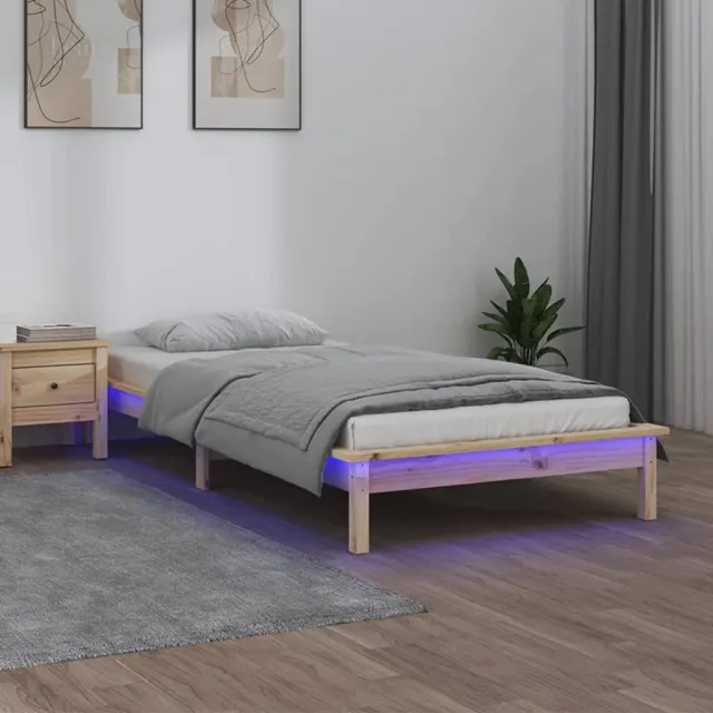 vidaXL Bedframe LED massief hout 100x200 cm Bruin