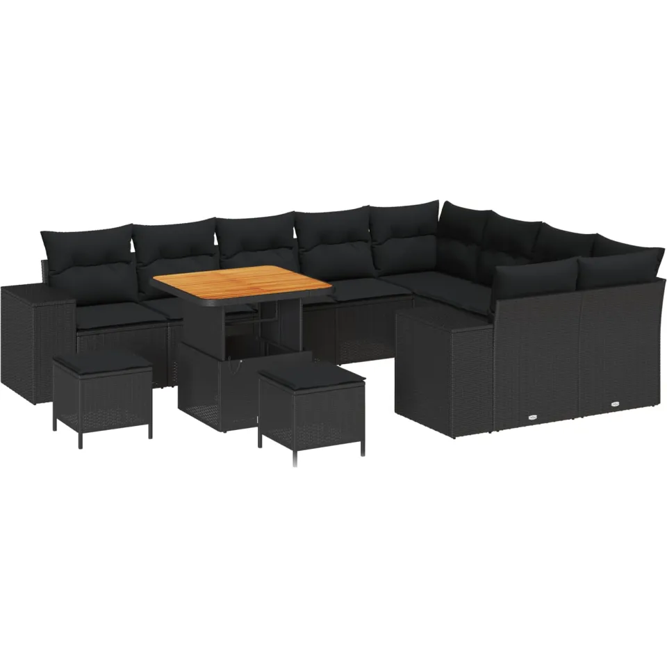 vidaXL Tuin Sofa Set 12 st Zwart poly rattan