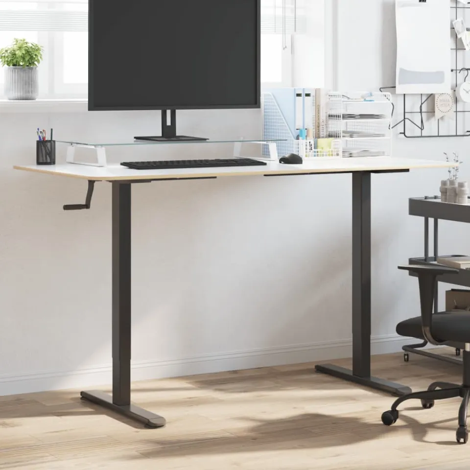vidaXL Zit-sta bureauframe (94-135)x60x(70-114) cm staal zwart, foto 3
