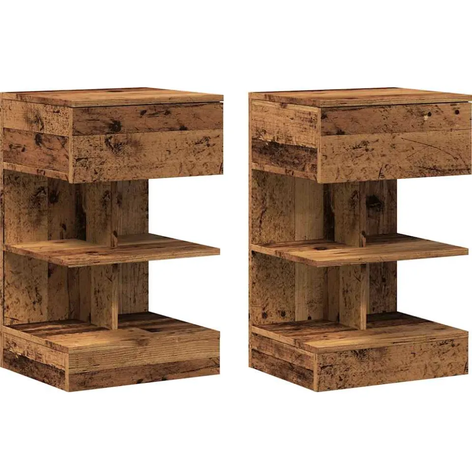 vidaXL Nachtkastjes 2 st 40x35x65 cm bewerkt hout oud houtkleurig Bruin