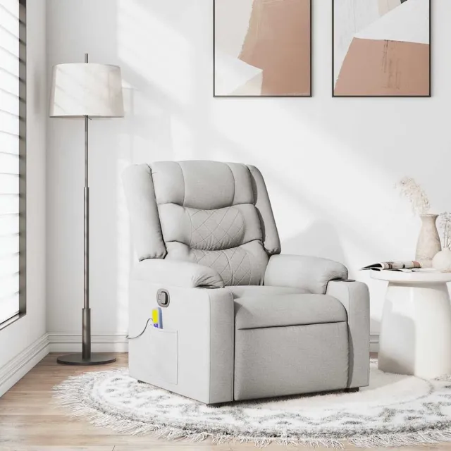 vidaXL Massagestoel - verstelbaar - stof - wolk - grijs wolk grijs