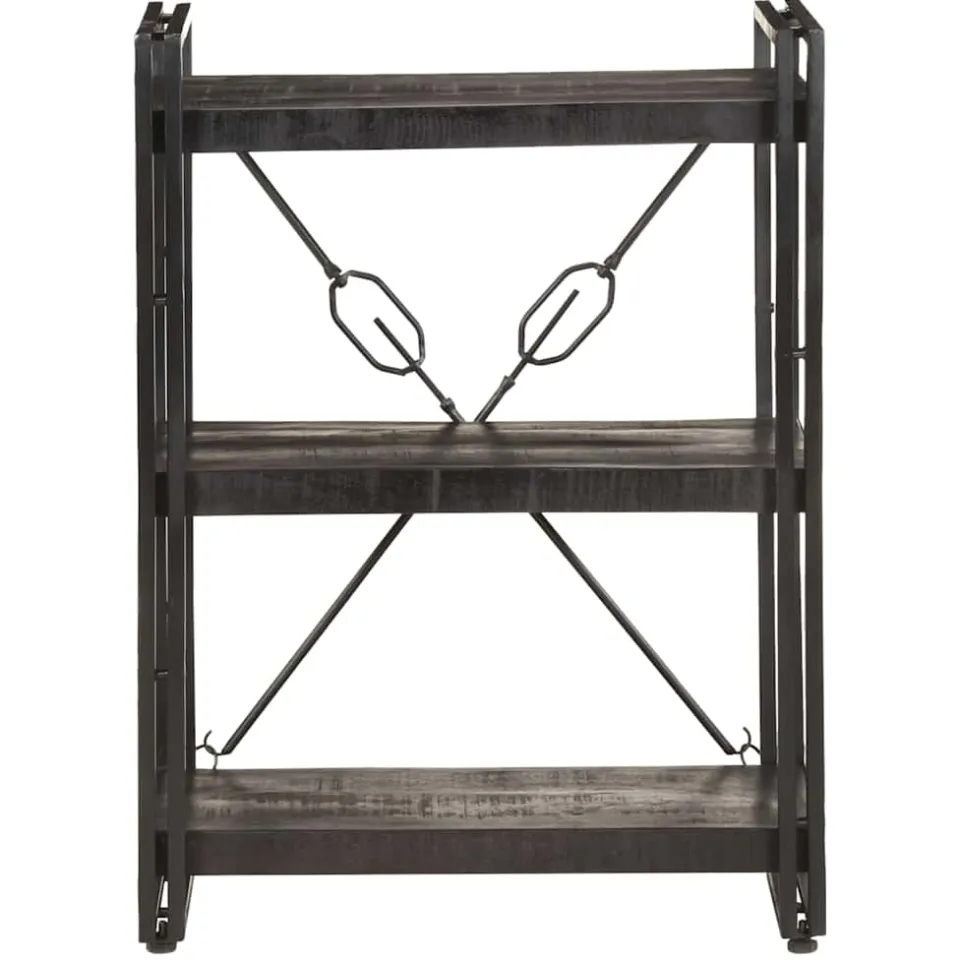 vidaXL Boekenkast met 3 schappen 60x30x80 cm massief mangohout zwart, foto 2