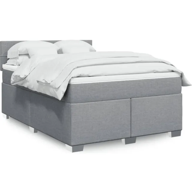 vidaXL Boxspring met matras stof lichtgrijs 140x200 cm grijs