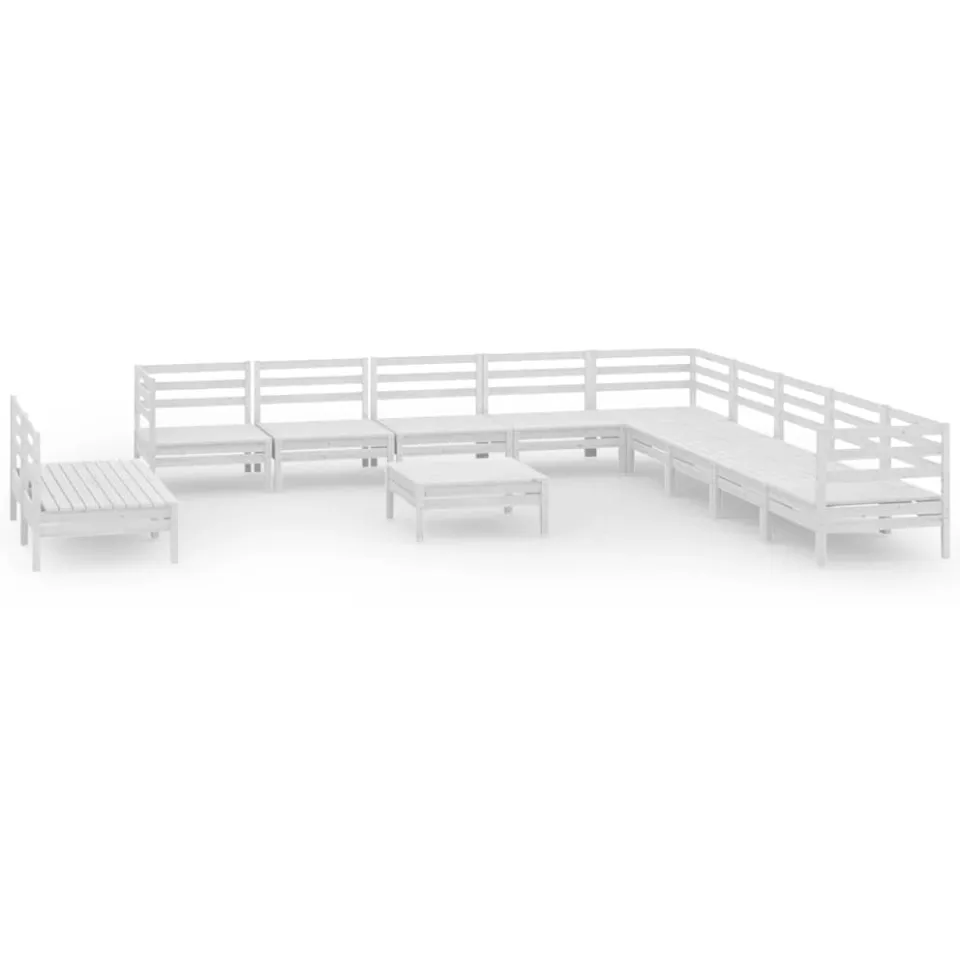 vidaXL 12-delige Loungeset massief grenenhout wit, foto 3