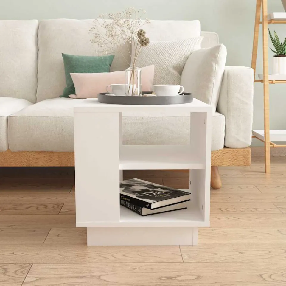 vidaXL Salontafel 40x40x43 cm bewerkt hout wit, foto 4