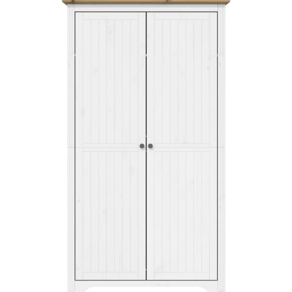 vidaXL Kledingkast BODO 99x53,5x173 cm massief grenenhout wit bruin