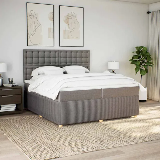 vidaXL Boxspring met matras stof taupe 200x200 cm