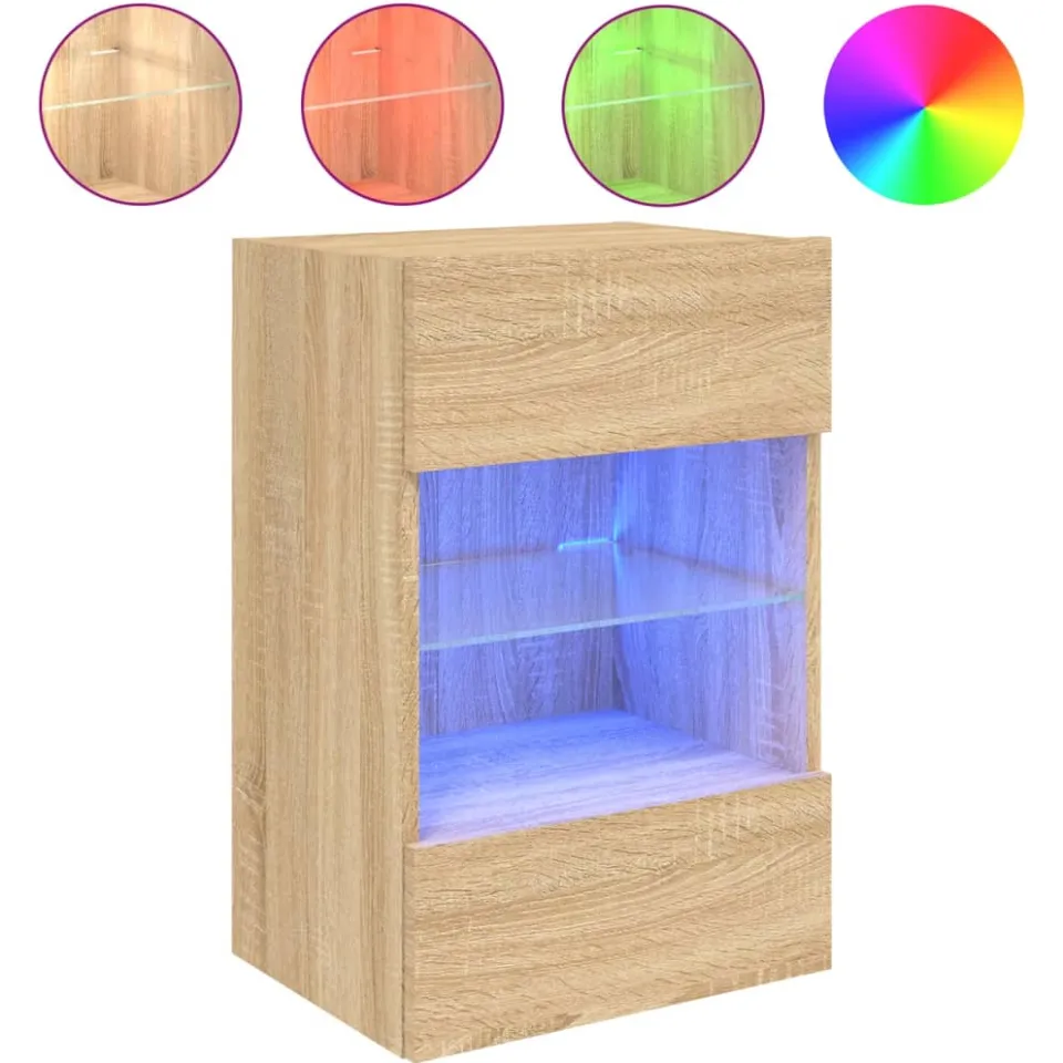 vidaXL Tv-wandmeubel met LED-verlichting 40x30x60,5 cm sonoma eiken, foto 3