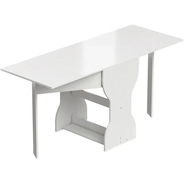 ZYLARO Eettafel - Opklapbaar - Keukentafel Met Opbergruimte Voor 2-4 Personen - Klaptafel Voor Kleine Kamers En Eetkamer - 160 x 60 x 75 cm - Wit