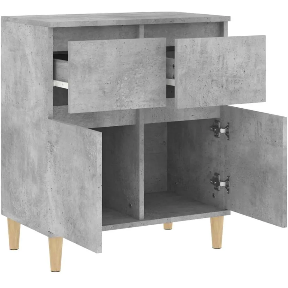 vidaXL Dressoir 60x35x70 cm bewerkt hout betongrijs grijs, foto 4
