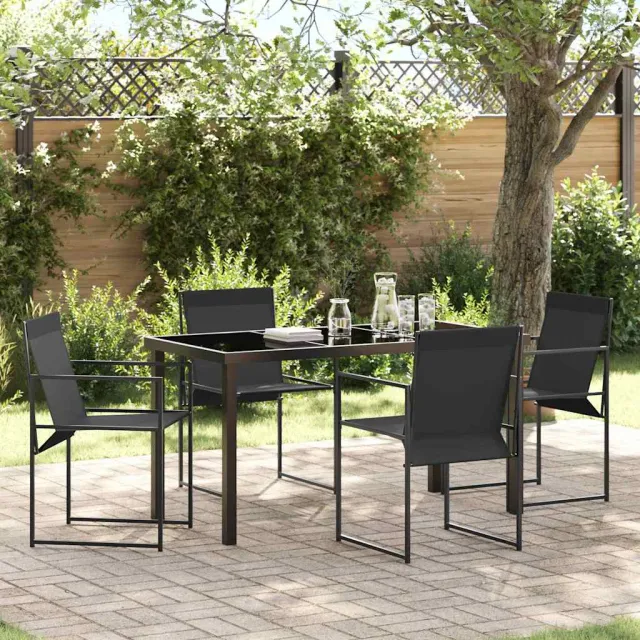 vidaXL Tuin eettafelset 5 st Zwart Textilene en staal