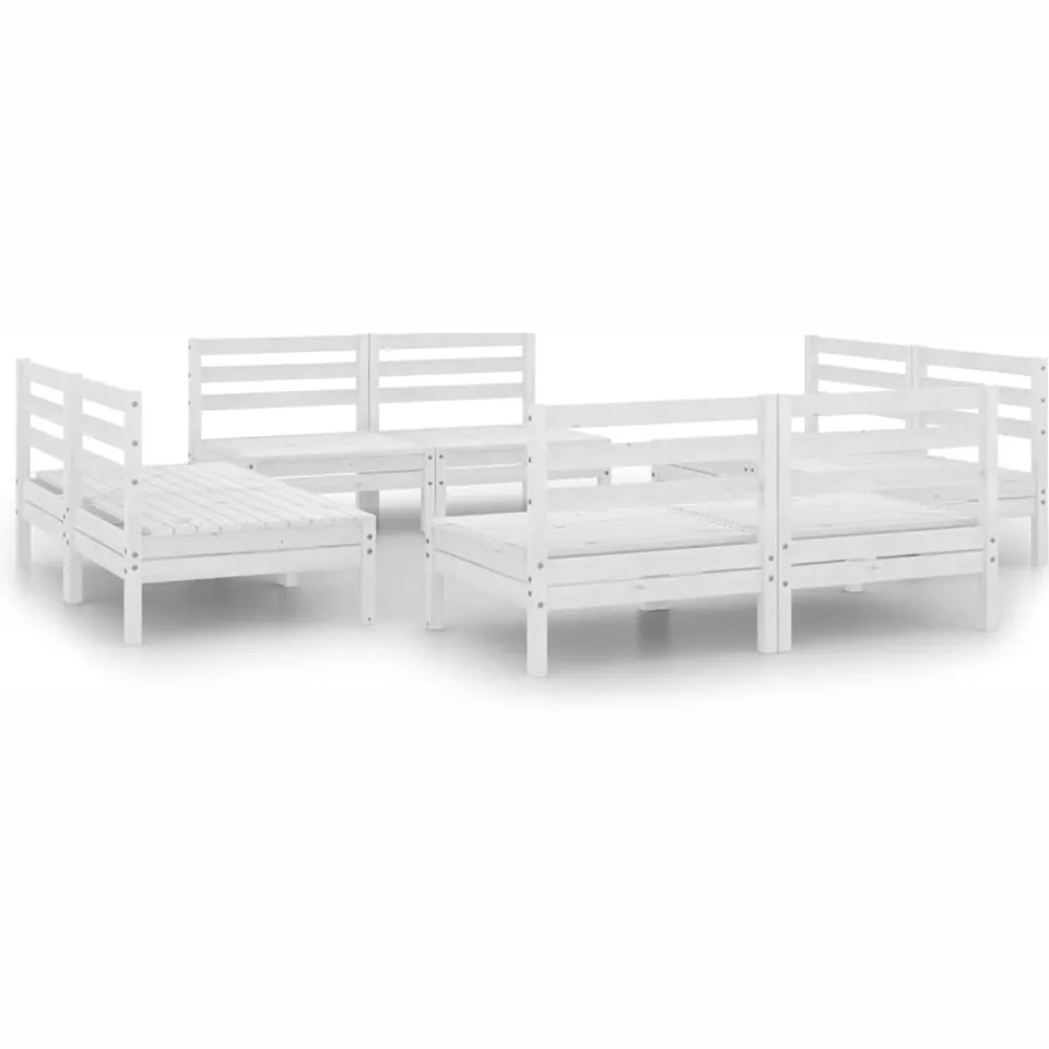 vidaXL 8-delige Loungeset massief grenenhout wit, foto 3