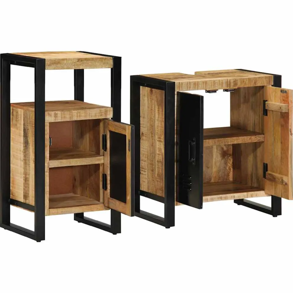 vidaXL Badkamermeubelset 2 st Bruin en zwart 55 x 35 x 60 cm, foto 2