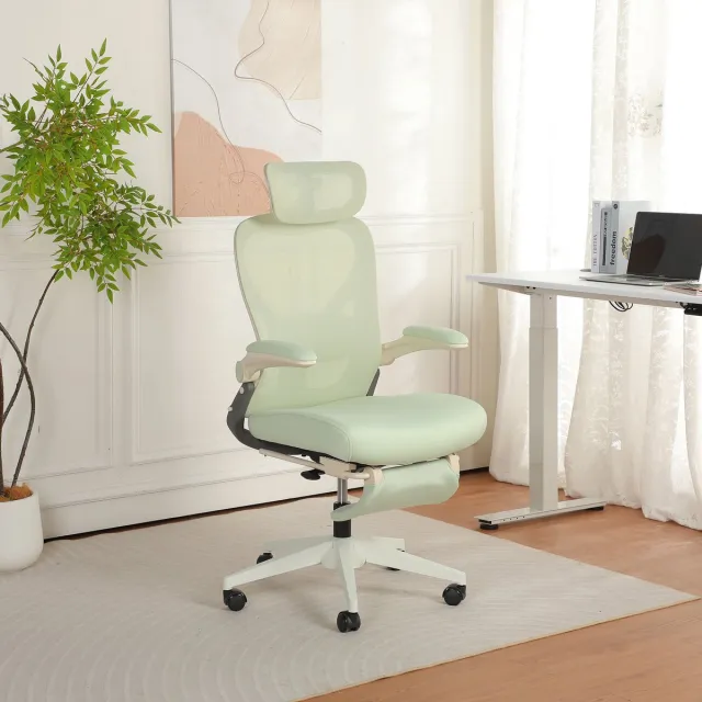 Vankel Opvouwbare ergonomische bureaustoel-ruimtebesparend ontwerp-3D verstelbare hoofdsteun-ademende mesh rugleuning-hogedichtheid schuimzitting-verstelbare lendensteun-kantelfunctie - groen
