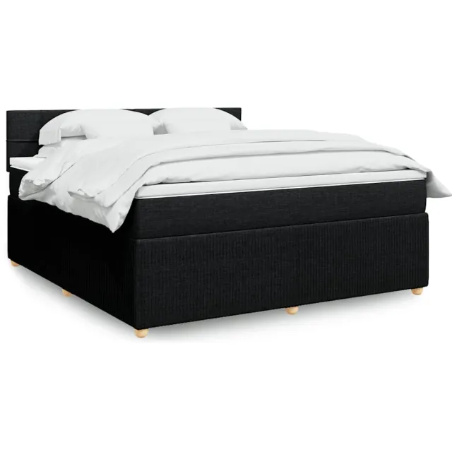 vidaXL Boxspring met matras stof zwart 180x200 cm