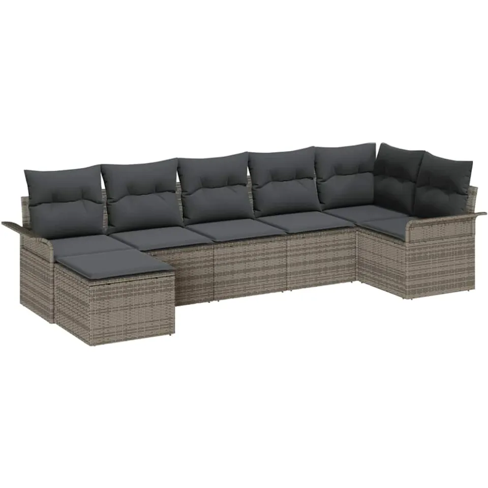 vidaXL Tuin Sofa Set 7 st Grijs poly rattan