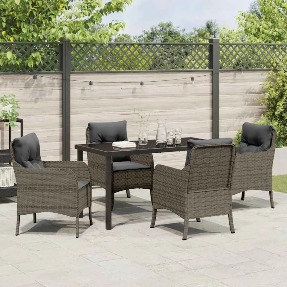 vidaXL Tuin eettafelset 5 st Grijs poly rattan, foto 3