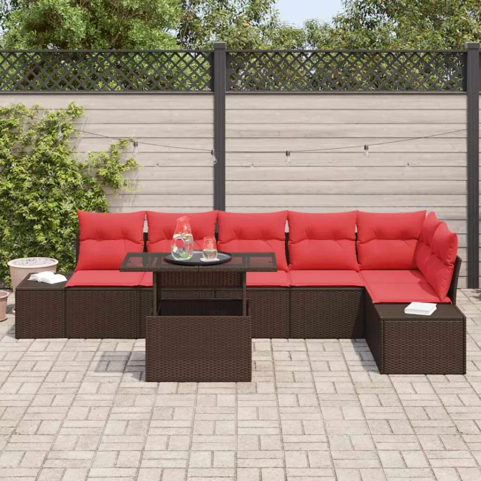 vidaXL Tuin Sofa Set 7 st Bruin poly rattan, foto 3