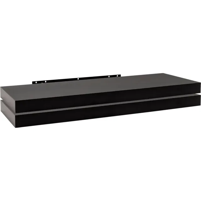 Happyment Zwarte Wandplank - 85cm - Zwevende wandplanken tegen muur - Wandrek - Fotoplank kinderkamer - Boekenplank - Hout MDF - Set van 1
