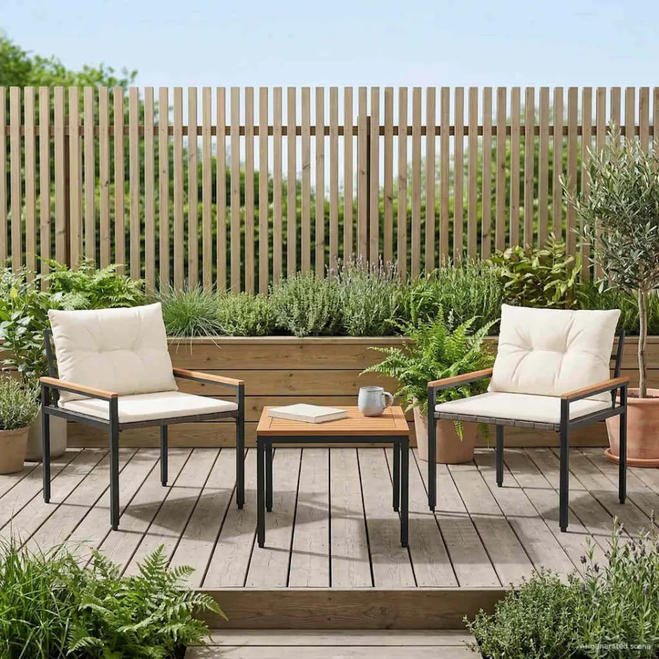 vidaXL tuinmeubelset 3 st 2-zits Crèmewit poly rattan, foto 3