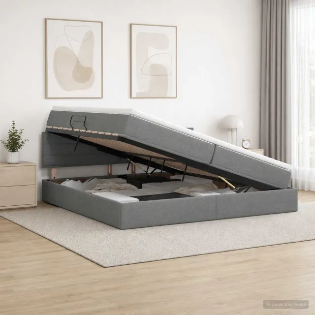 vidaXL Opbergbed met matras Donkergrijs 200 x 200 cm fluweel