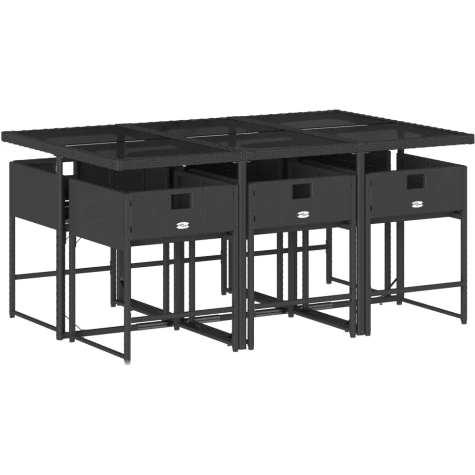 vidaXL 7-delige Tuinset met kussens poly rattan zwart, foto 4