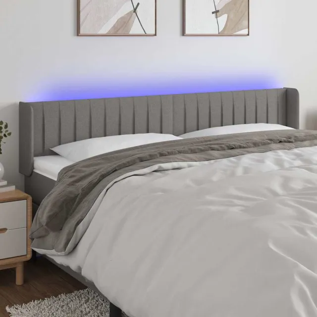 vidaXL Hoofdbord LED 163x16x78/88 cm stof donkergrijs grijs