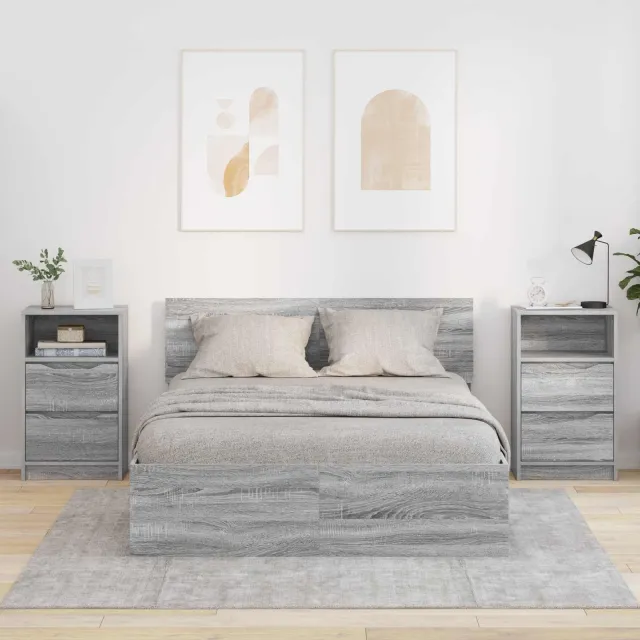 vidaXL Nachtkastjes 2 st Grijs Sonoma 40 x 30 x 67 cm Bewerkt hout