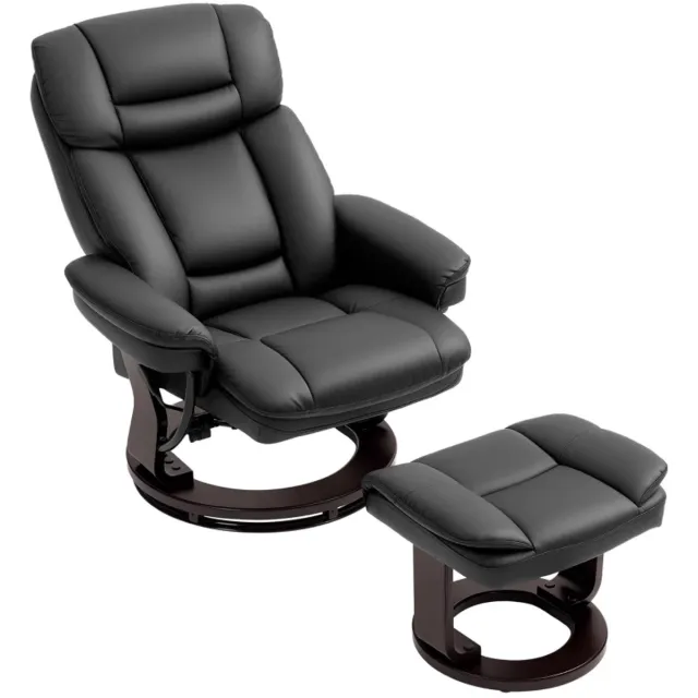 ZYLARO Relaxfauteuil met Voetenbank - Gestoffeerde Fauteuil - Moderne Relaxstoel - Kantelbaar tot 130° - Verstelbare Rugleuning - 360° Draaibaar - tot 150 kg - Relaxstoel - Ligstoel - TV Stoel - Loungestoel - Leesstoel - Zwart