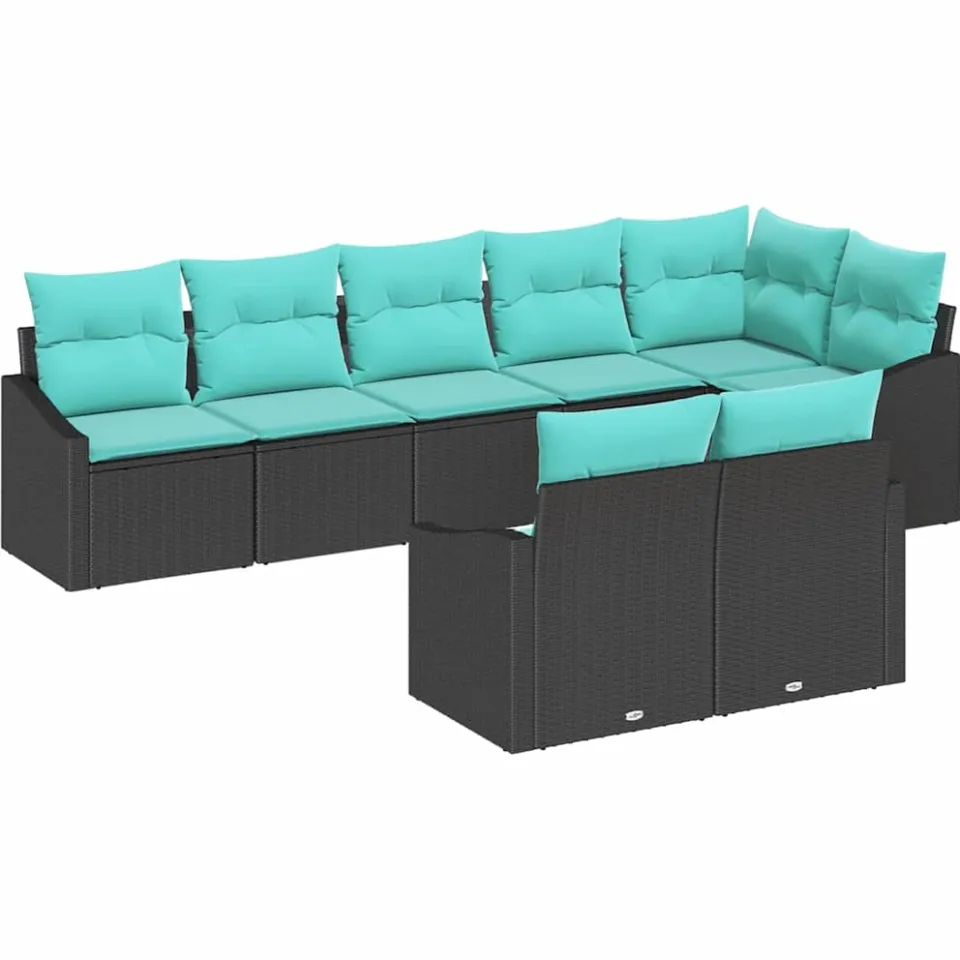 vidaXL Bankstel 8 st Zwart poly rattan