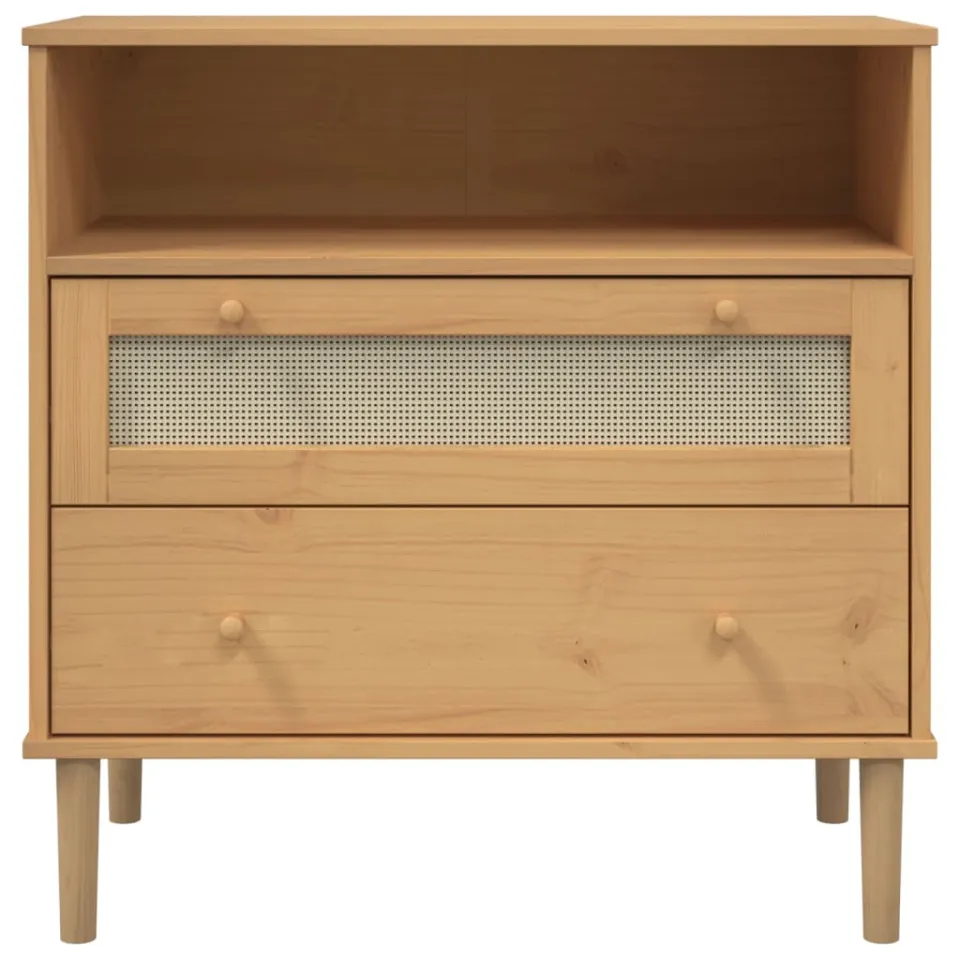 vidaXL Dressoir SENJA rattan-look 80x40x80 cm massief grenenhout bruin