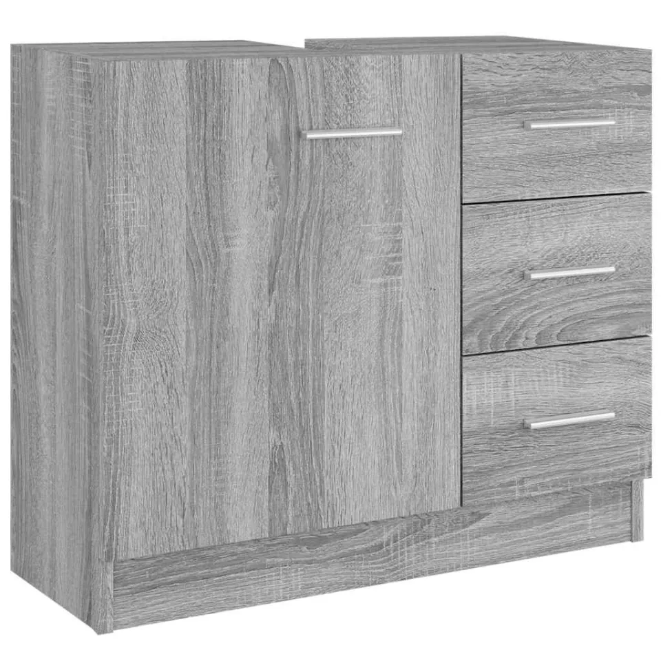 vidaXL Wastafelkast 63x30x54 cm bewerkt hout grijs sonoma eikenkleurig