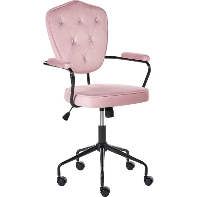Beliani VELISSE - Bureaustoel - Pastelroze - Fluweel
