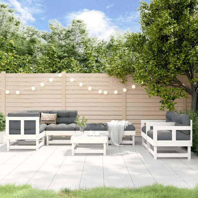 vidaXL 8-delige Loungeset massief grenenhout wit, foto 2