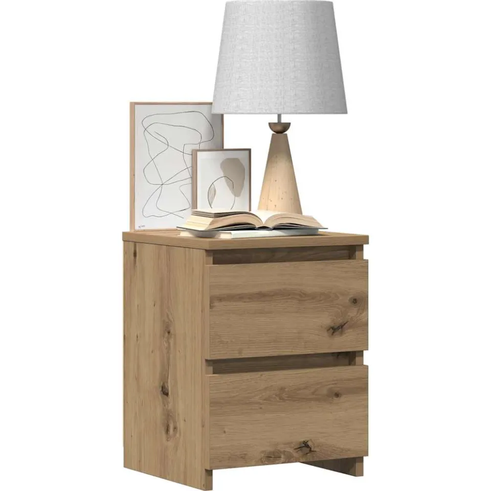 vidaXL Nachtkastje 30x30x40 cm bewerkt hout artisanaal eikenkleurig Bruin