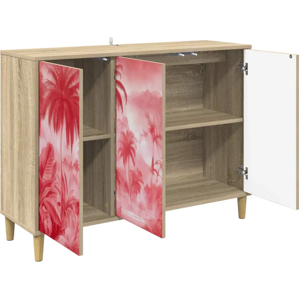 vidaXL Dressoir AACHEN Sonoma 102 x 33 x 75 cm Bewerkt hout Bruin