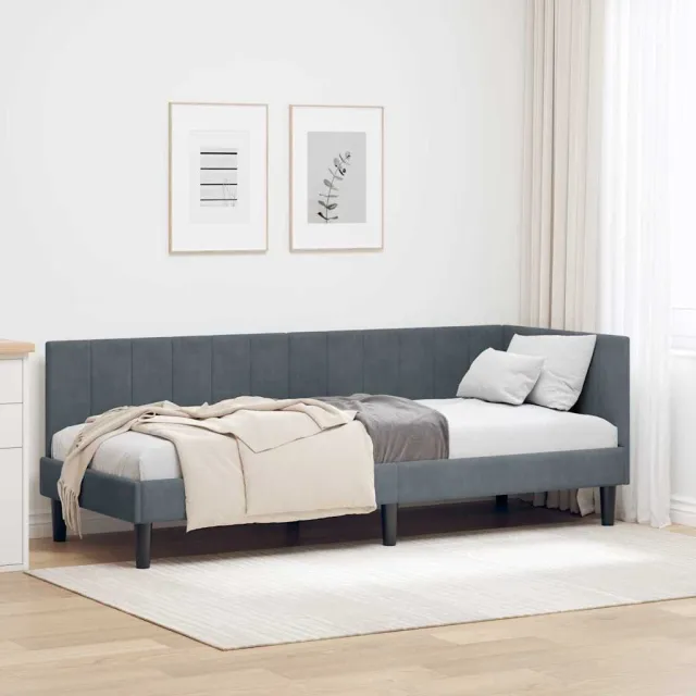 vidaXL Hoekbedframe Donkergrijs 80 x 200 cm fluweel
