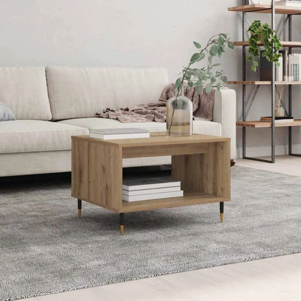 vidaXL Salontafel artisanaal eikenkleurig 60 x 50 x 40 cm Bewerkt hout, foto 4