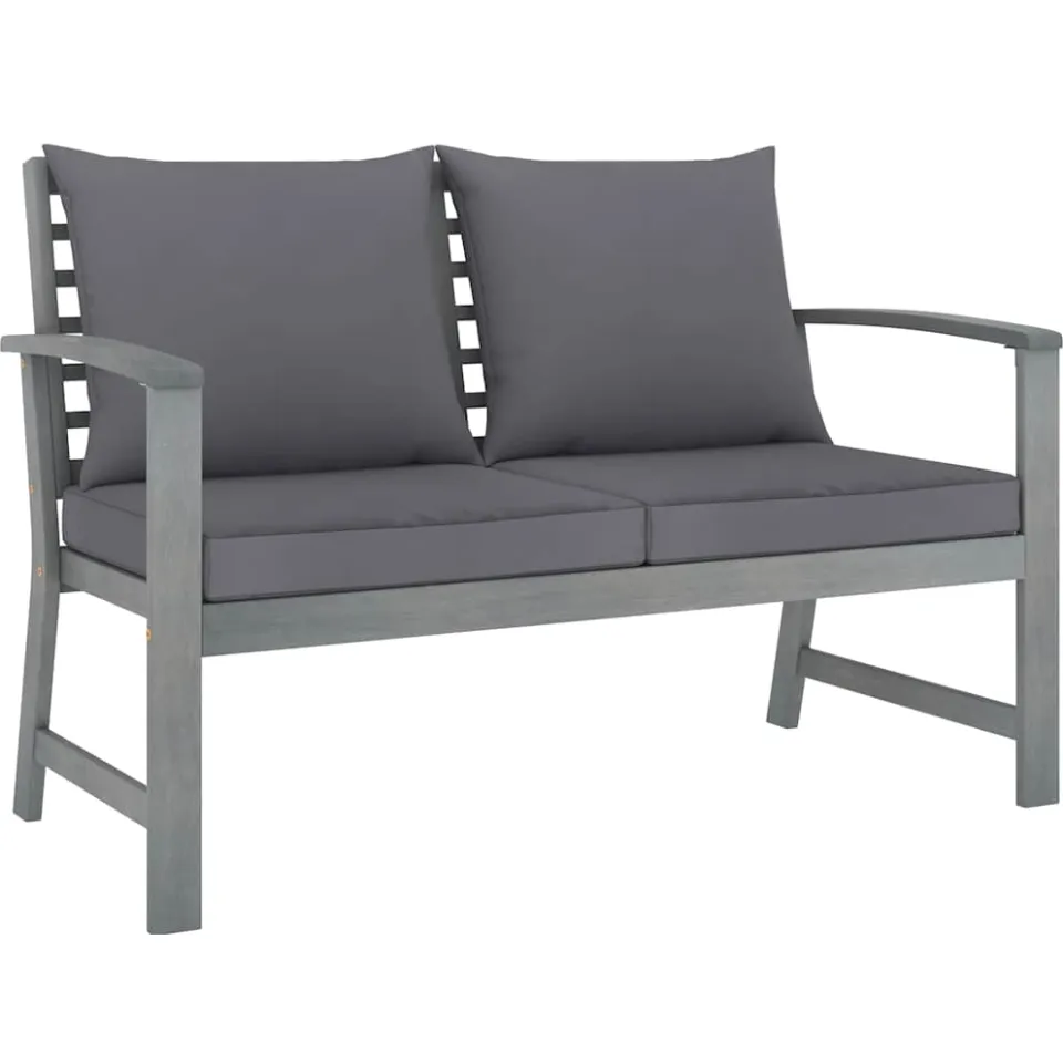 vidaXL 4-delige Loungeset met kussens massief acaciahout grijs, foto 3