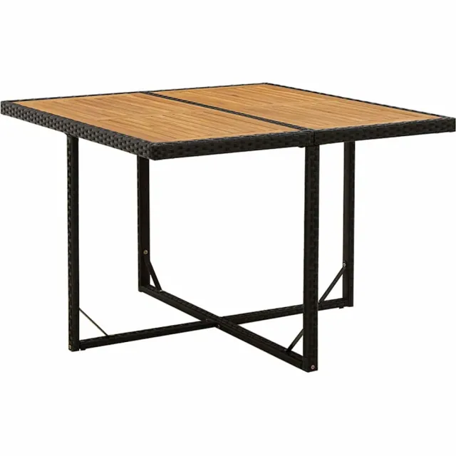 vidaXL Tuintafel 109x107x74 cm poly rattan en massief acaciahout zwart