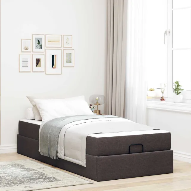 vidaXL Bedframe met matras 2 st Tan Stof