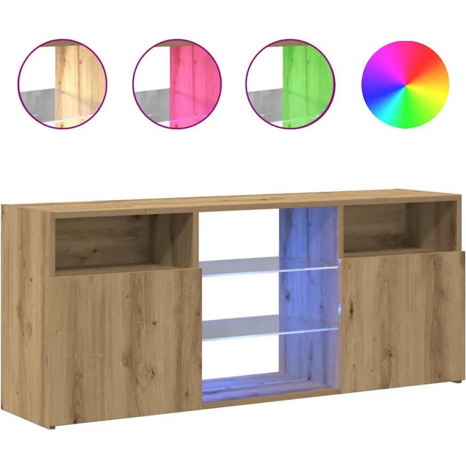 vidaXL Tv-meubel met LED 120x30x50 cm bewerkt hout artisanaal eiken Bruin