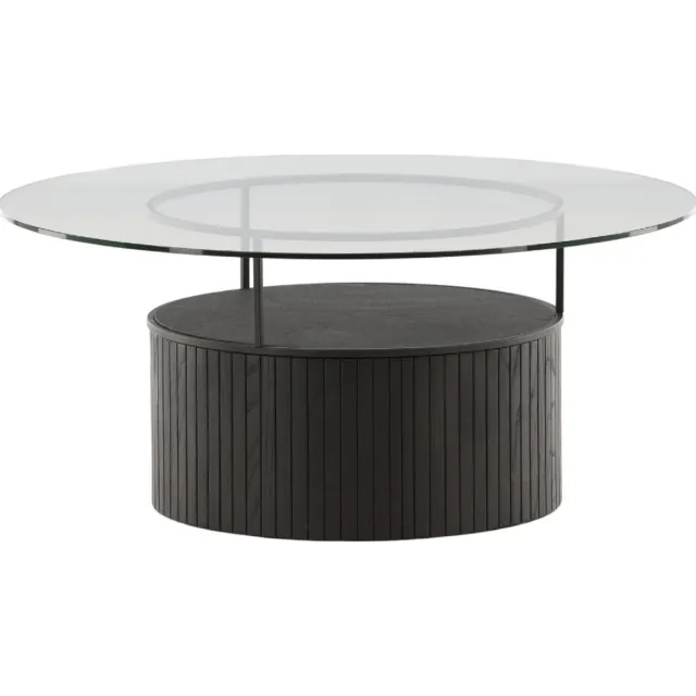 Nest of Nora Ronde glazen salontafel Luma - ⌀90 - Metaal - Zwart