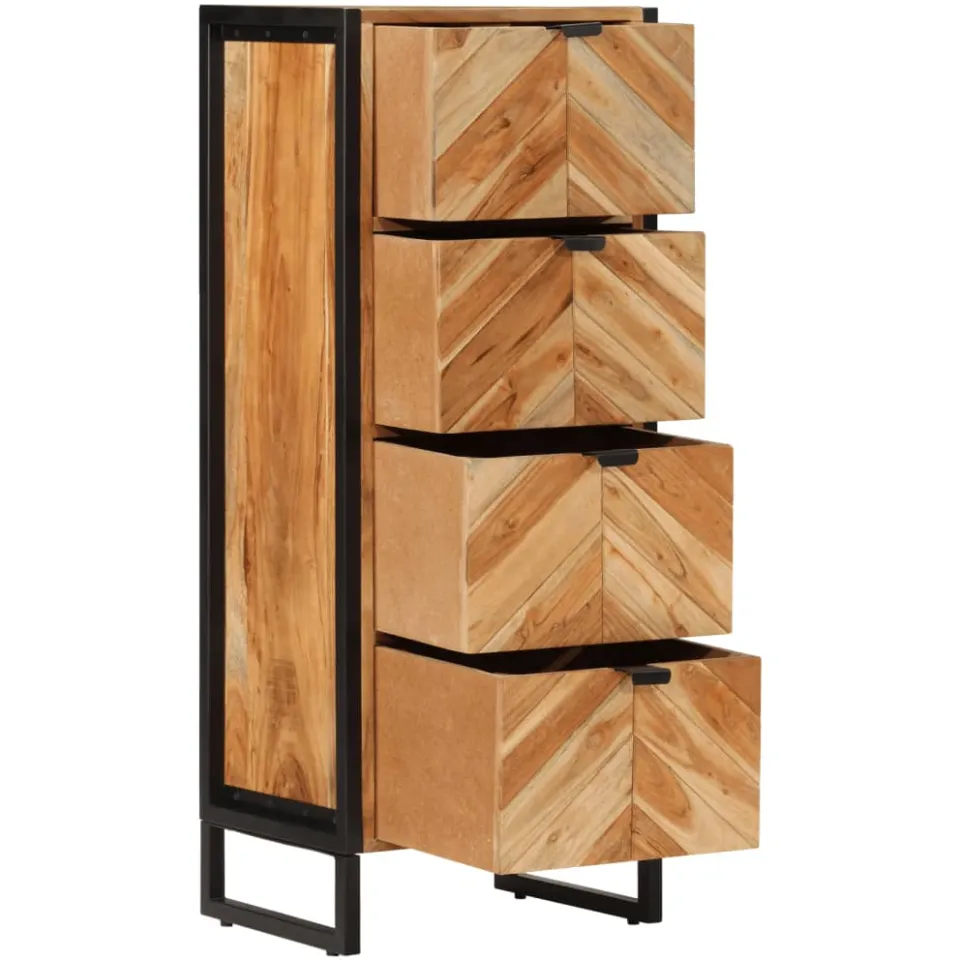 vidaXL Badkamerkast 40x30x100 cm massief acaciahout en ijzer bruin, foto 2
